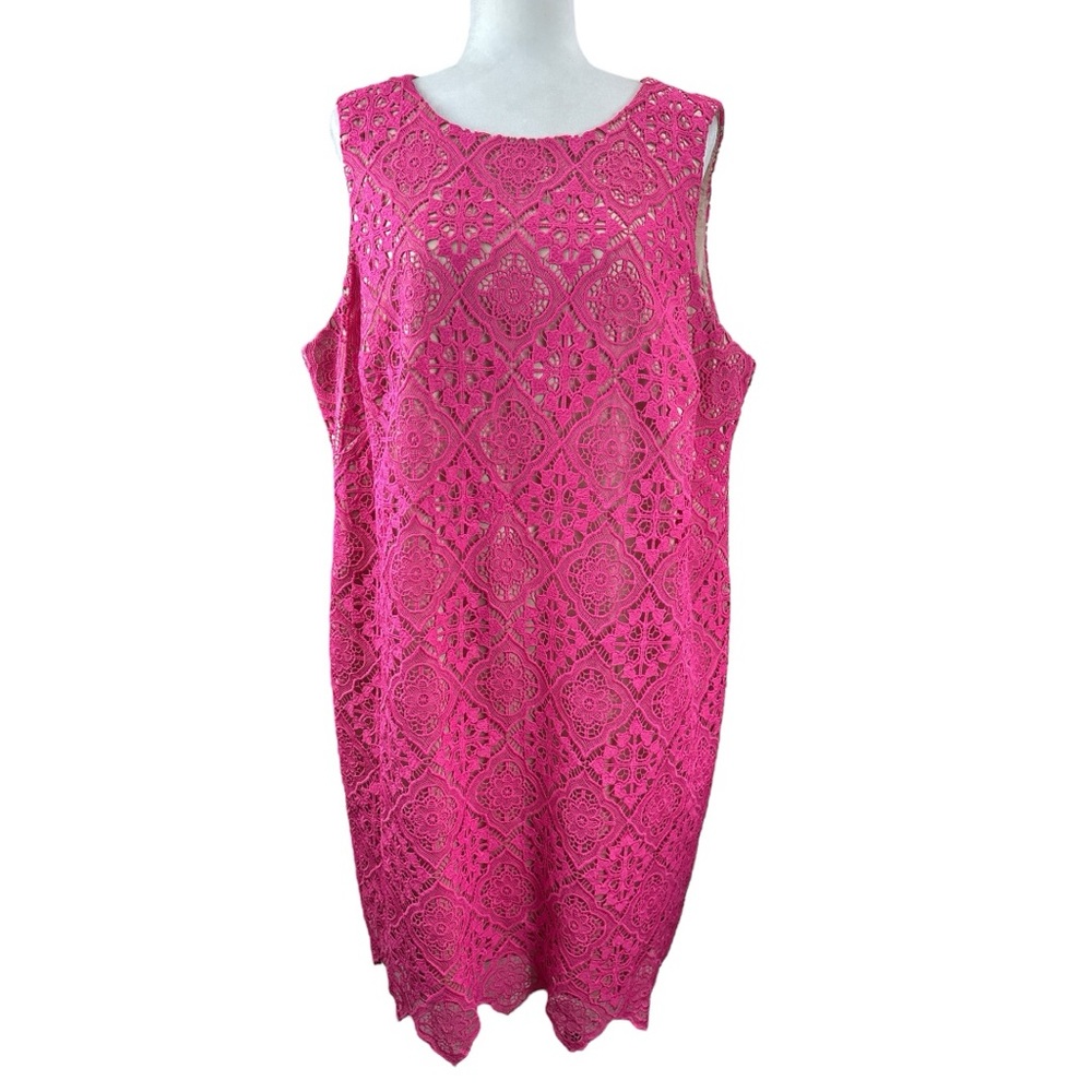 New Eliza J Embroidered Lace Overlay Cocktail Dress Scalloped Hem 20w plus size - Picture 3 of 17